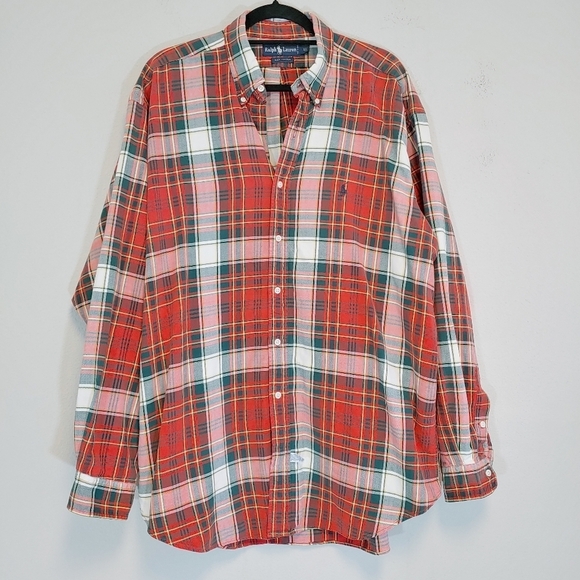 Ralph Lauren Men's Button Down Long Sleeves Plaid Shirt Sz XL Festive Comfy Cozy - Picture 1 of 11